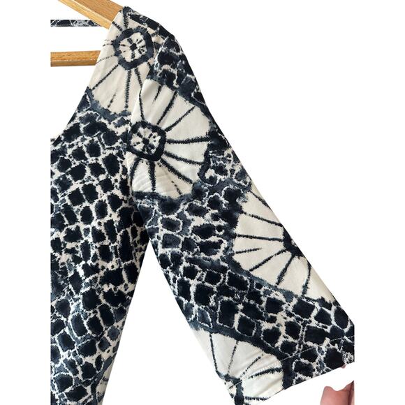 Samantha Sung Navy & White 100% Silk Scoop Neck Dress Size 2 - Picture 7 of 10